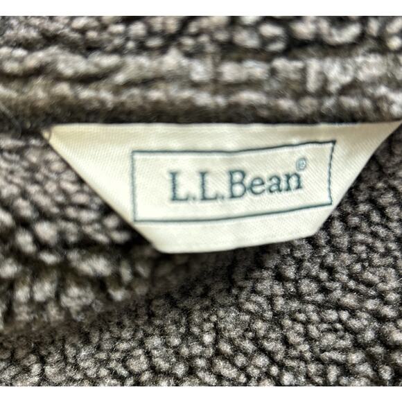 L.L. Bean Women's Large Sherpa Lined Faux Suede Coat Jacket Brown Button Collar - Picture 6 of 11